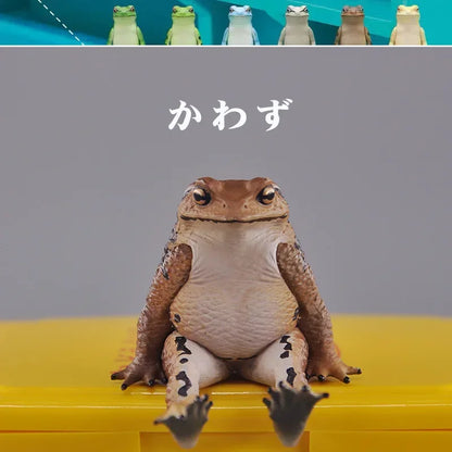 KITAN กาชาปอง ตุ๊กตากบนั่ง ของเล่นกาชาปอง สะสม ตุ๊กตาโมเดลสัตว์ตลก ของประดับตกแต่งเดสก์ท็อป ของขวัญสำหรับเด็ก